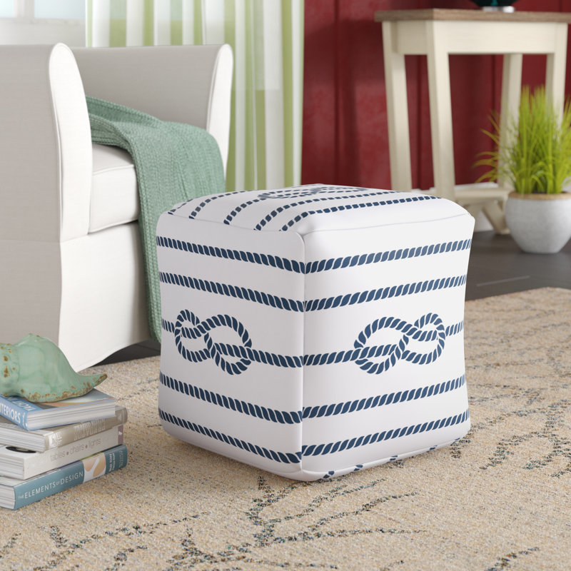 Remmington Upholstered Pouf, Ivory