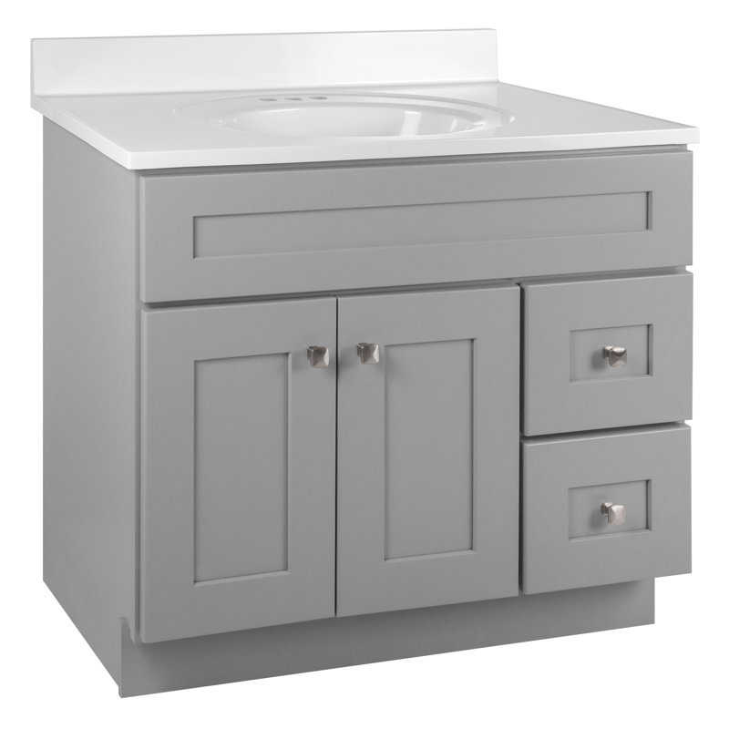 Meuble-lavabo de 37 po avec plateau Brookings, prêt à assembler, peint en gris Sherwin Williams® - Design House, 597799, gris