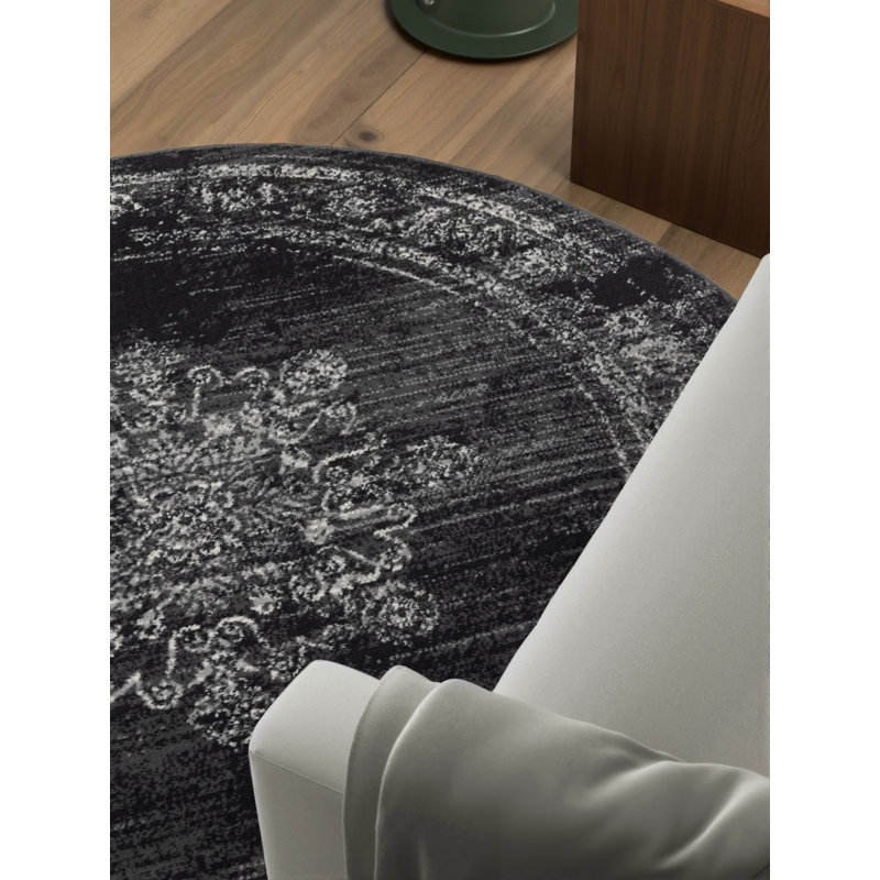Lydia Short Pile Rug Round by Hanse Home – Round short pile rug, oriental design, classic living room rug for living rooms, bedrooms, dining rooms, hallways
