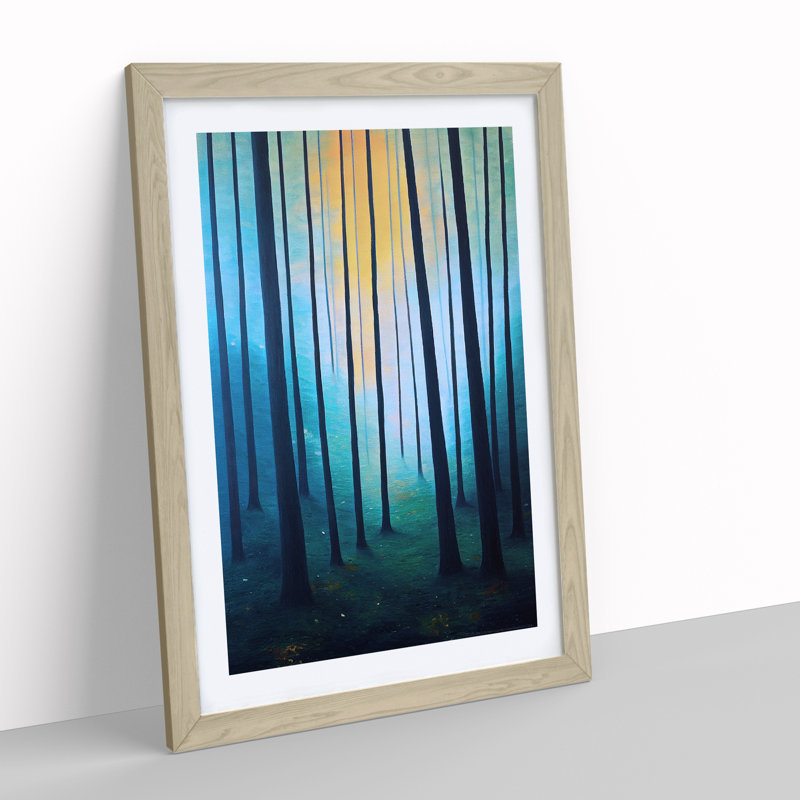 Gleaming Forest - Single Picture Frame Painting, 64cm H x 46cm W x 2cm D, Oak