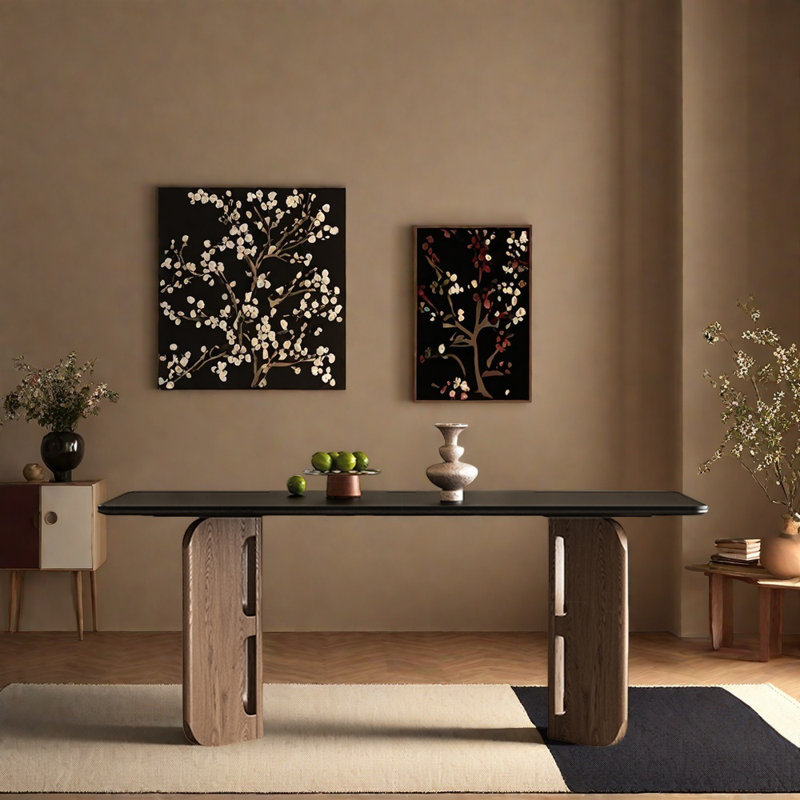 Table de salle à manger rectangulaire de style français rétro noire, H 29,52 po x L 70,86 po x l 35,43 po