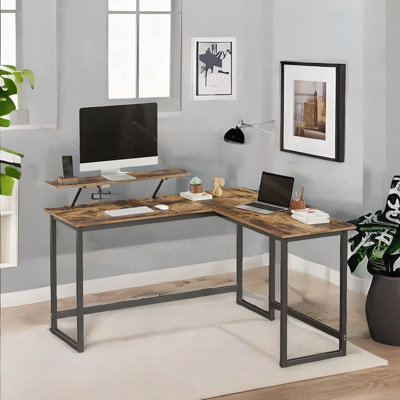 50Cm W L-Shaped Computer Desk With Monitor Stand
