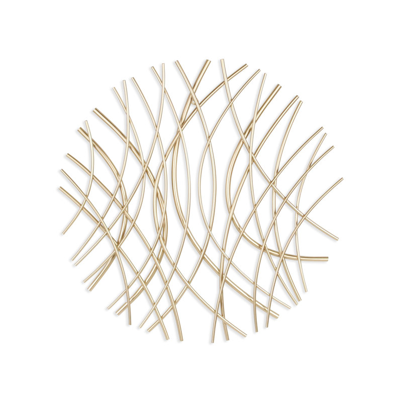 Sculpture dimensionnelle abstraite en métal, H 24 po x l 1,25 po x P 24 po, Doré