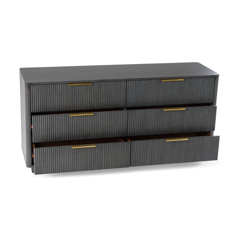 Commode double 6 tiroirs Akira, Gris délavé