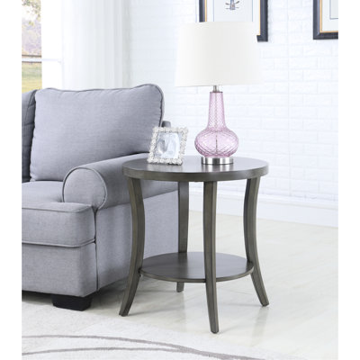 Table de bout Chic Grey avec tablette ovale, placage en bois de bouleau, grande surface