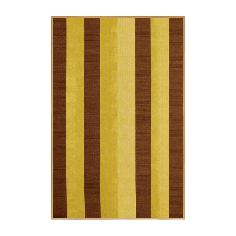 Tapis botanique brun lavable à la machine, Rectangle 3 pi x 5 pi
