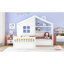 Twin Size House Bed With Sofa, Kids Platform Bed With Two Drawers And Storage Shelf, Grey-129437074