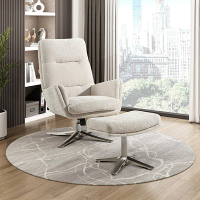 Fauteuil d'appoint pivotant confortable avec repose-pieds