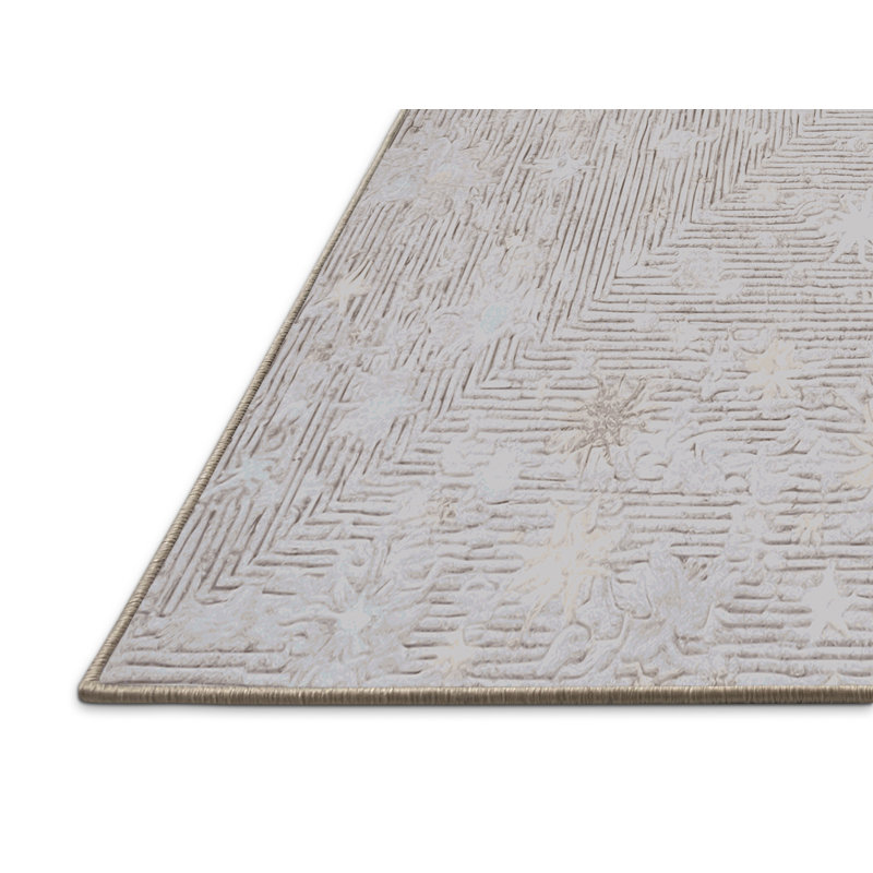 Tapis beige soyeux et moelleux, Carré 8 pi