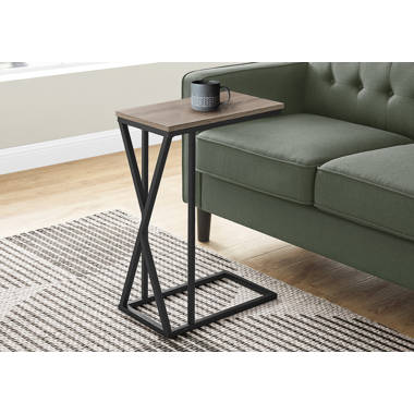 C-Shape Metal End Table Snack Table for Sofa Couch Slide Under