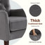 Fauteuil capitonné à boutons, dossier d'appoint avec coussin rembourré, poche latérale et pieds en bois massif-570748920