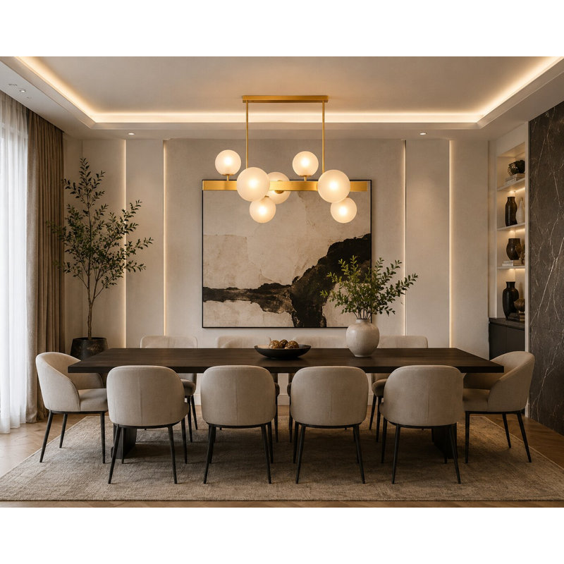 Chamberland Modern 7 Light Gold Linear Chandelier, Gold