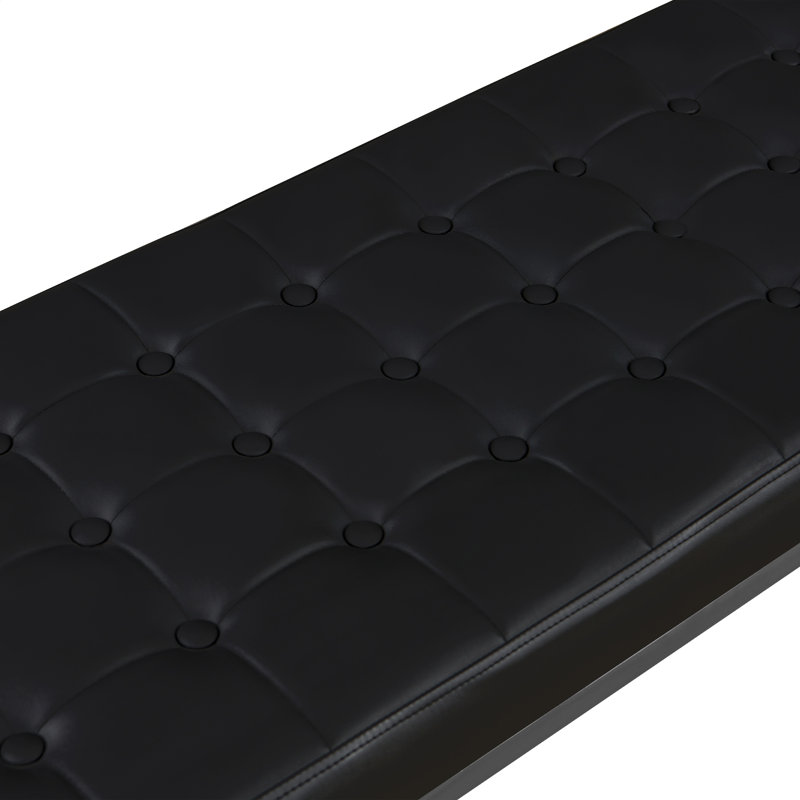 Holtman Faux Leather Bench with Metal Legs, Black