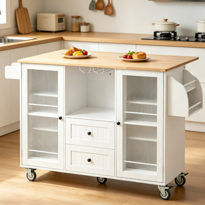 Kitchen Island with Locking Wheels, Portable Rolling Kitchen Island Cart