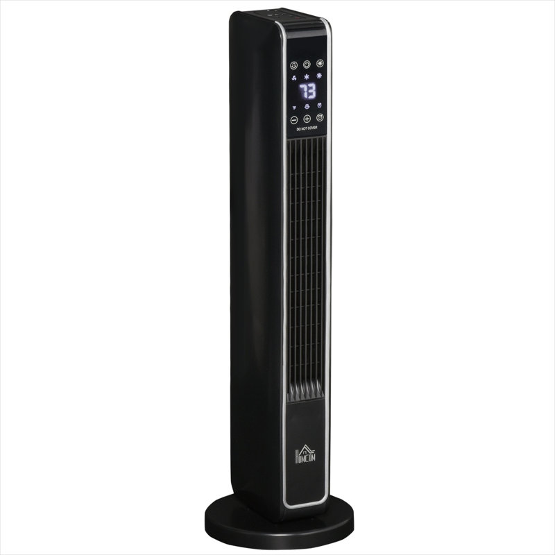 Chaufferette tour oscillante portative électrique avec télécommande, finition noir de jais, chauffage en céramique 1500W, 28,75 H