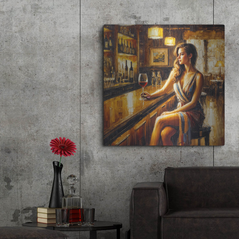  «Lady In A Bar» par Rey Klimt, art mural en métal, H 36 po x l 36 po