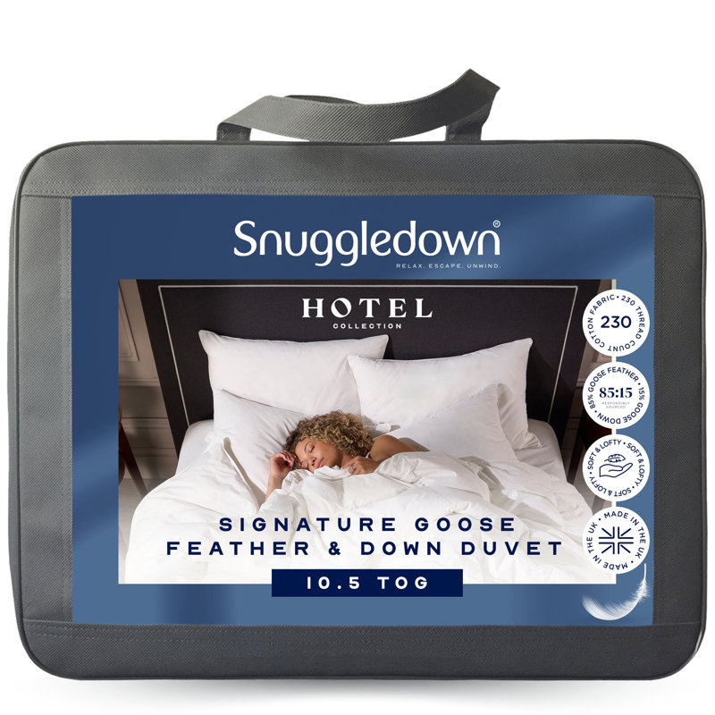 Luxurious Hotel Snuggledown Signature Goose Feather & Down Duvet 10.5 Tog All Year Round Premium Duvet, Double