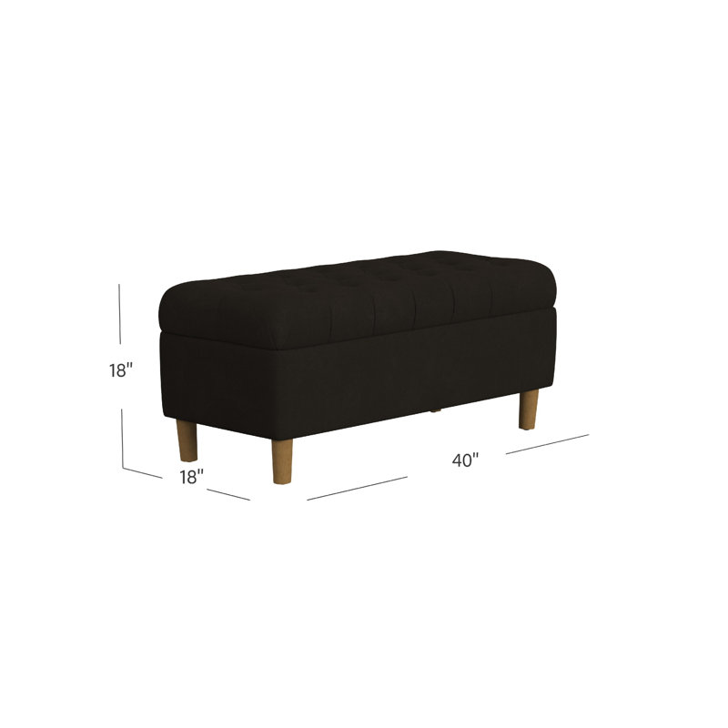 Banc de rangement à couvercle rabattable rembourré, Brun chocolat