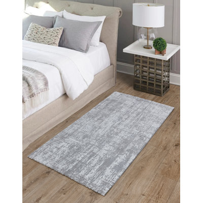 Abrienne Soft Shiny Modern Grey/White Rug