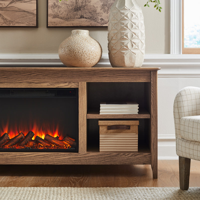 Fraley 68" Electric Fireplace TV Stand, Tan Oak