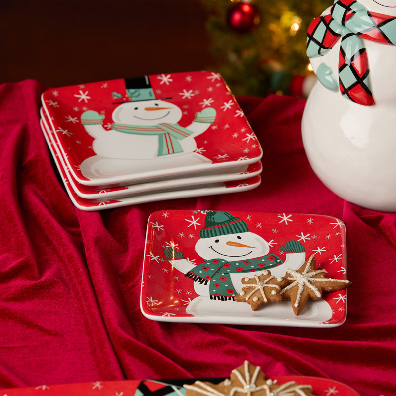 Ensemble de 4 assiettes de Noël en forme de bonhomme de neige Christmas