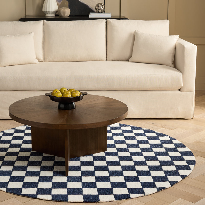 Freemont Area Rug In Navy/Ivory, Round 6'