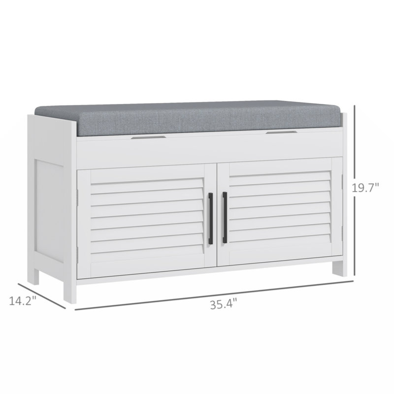 Shoe Bench Entryway Bench Shoe Storage with Hidden Compartments 35.4" Shoe Organizer With Adjustable Shelves and Shutter Doors