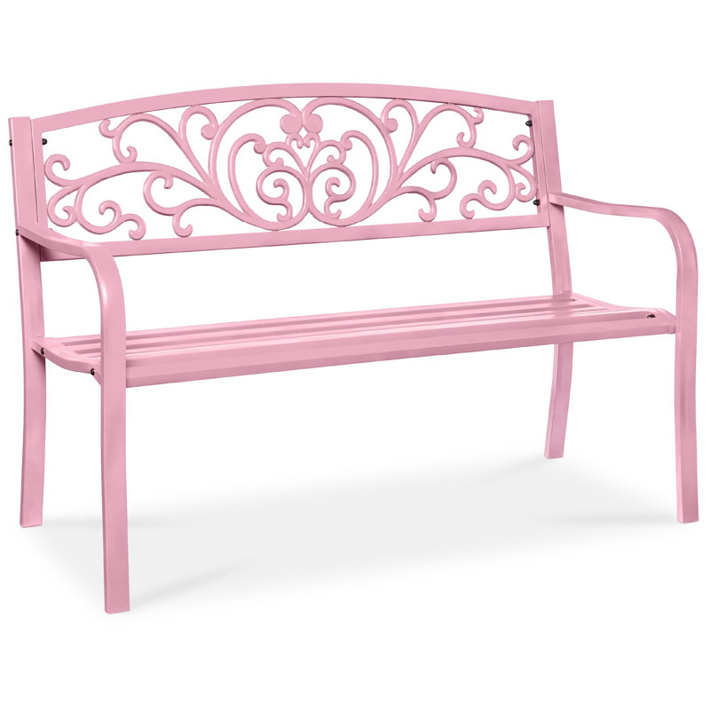 Banc de jardin en acier pour l'extérieur, Rose