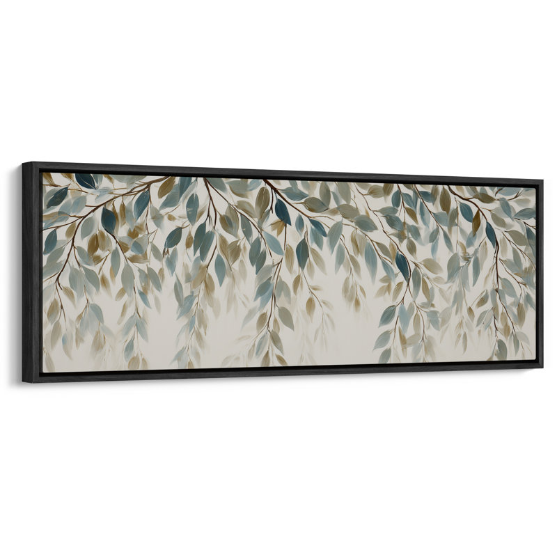 «Falling Leaves» dans des tons bleus et neutres pour impression murale de chambre à coucher ou de couloir, H 20 po x l 60 po