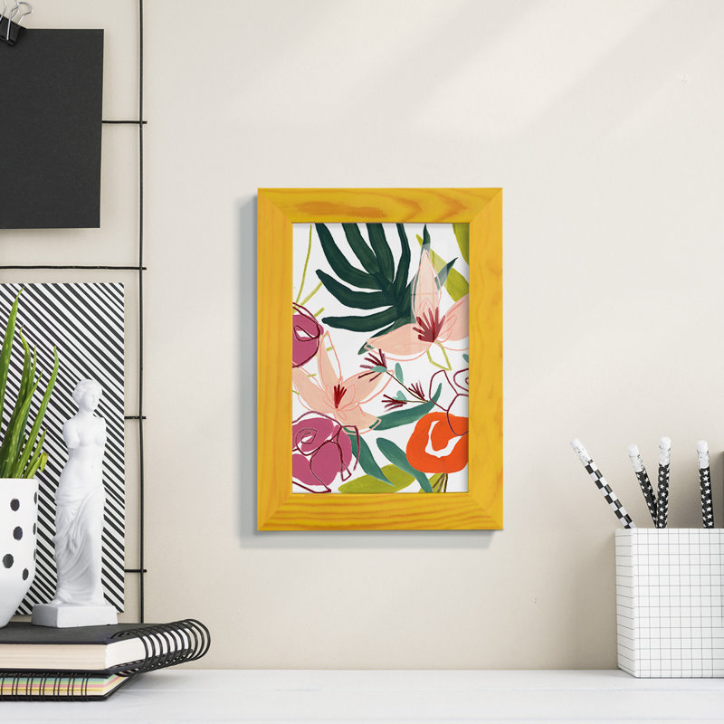 «Tropical Confetti II», reproduction d'art encadrée, H 9 po x l 7 po x P 1 po, Jaune