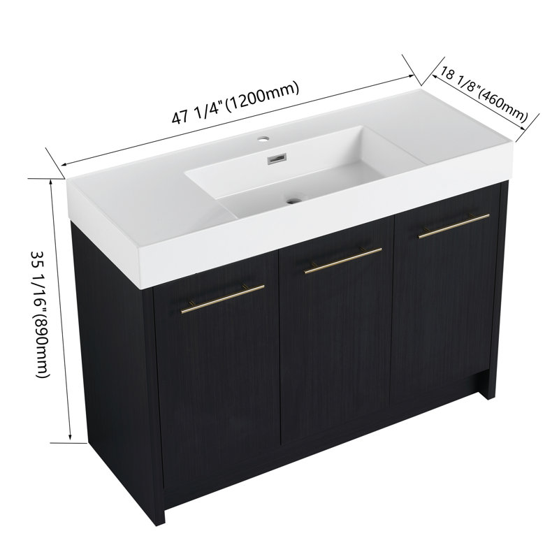 Meuble-lavabo simple 47,3 po avec plateau en résine Yalin