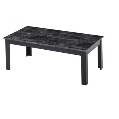 3Pc Set Traditional Style Rectangular Coffee Table Square Shape End Table Wooden Legs Faux Marble Top Wooden Furniture