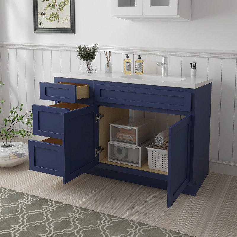Base de meuble-lavabo simple 48 po seulement, Bleu