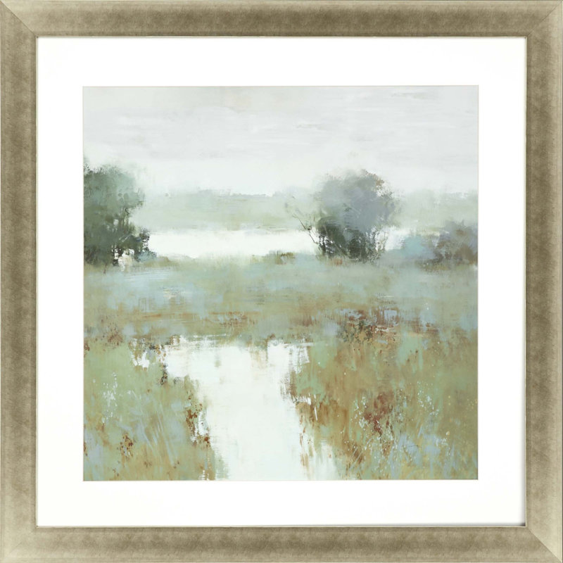 "Trees and Creek II", art encadré doré, art mural