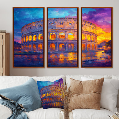 Yellow And Blue Colosseum Cultural Significance - Colosseum Wall Decor Set