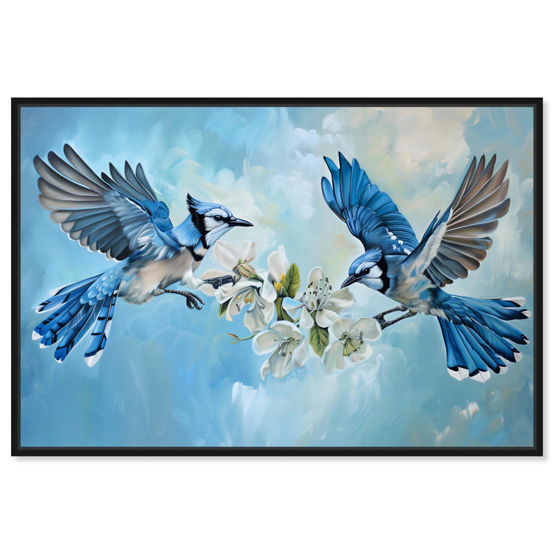 «Blue Bird Flowers» par One Allium Way®, H 11 po x l 16 po, Cadre noir
