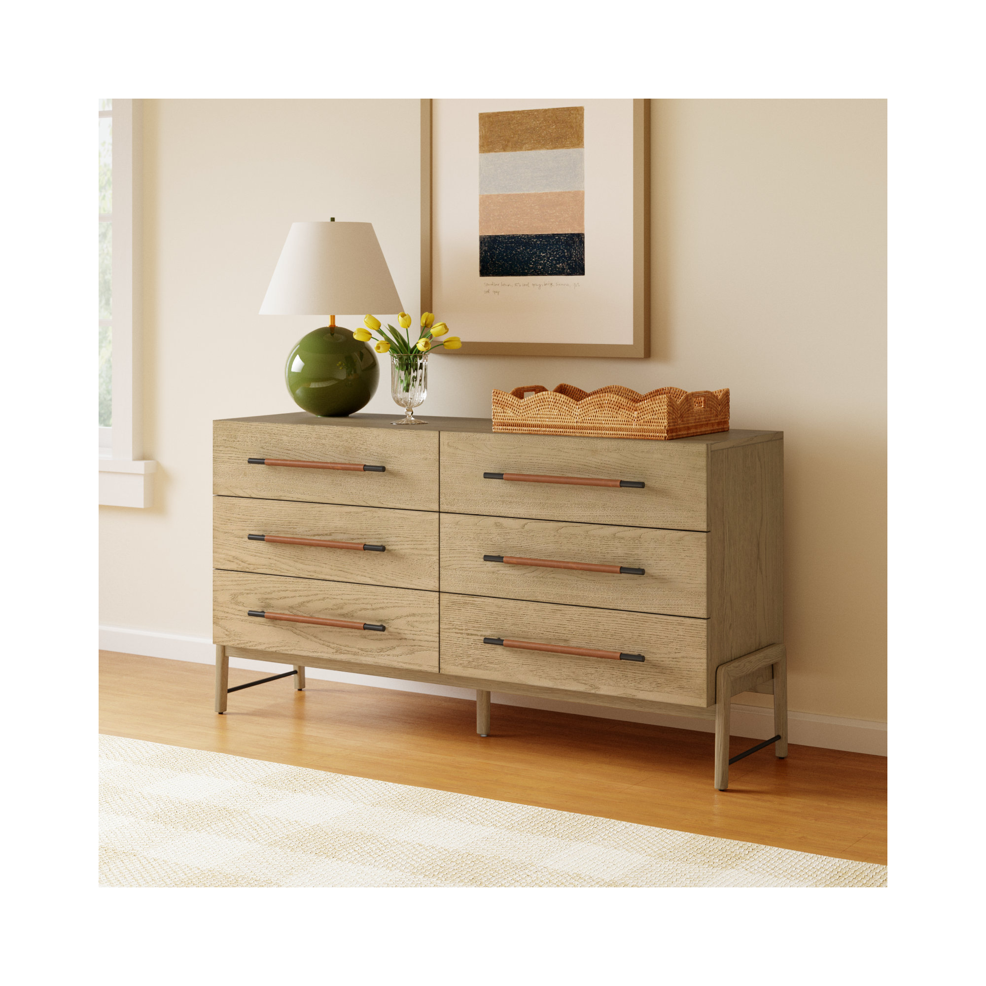 Karsten 6 - Drawer Double Dresser, Yucca Oak