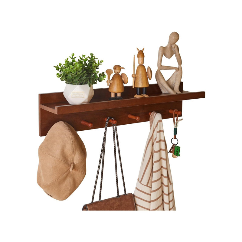 Wood Wall Organizer with Wall Baskets, Brown