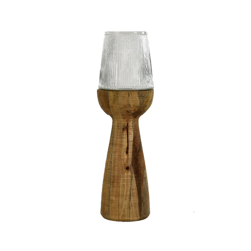 Arbre Dark Brown Hurricane/Vase Mango Wood, Natural, 28" H x 8.66" W x 8.66" D