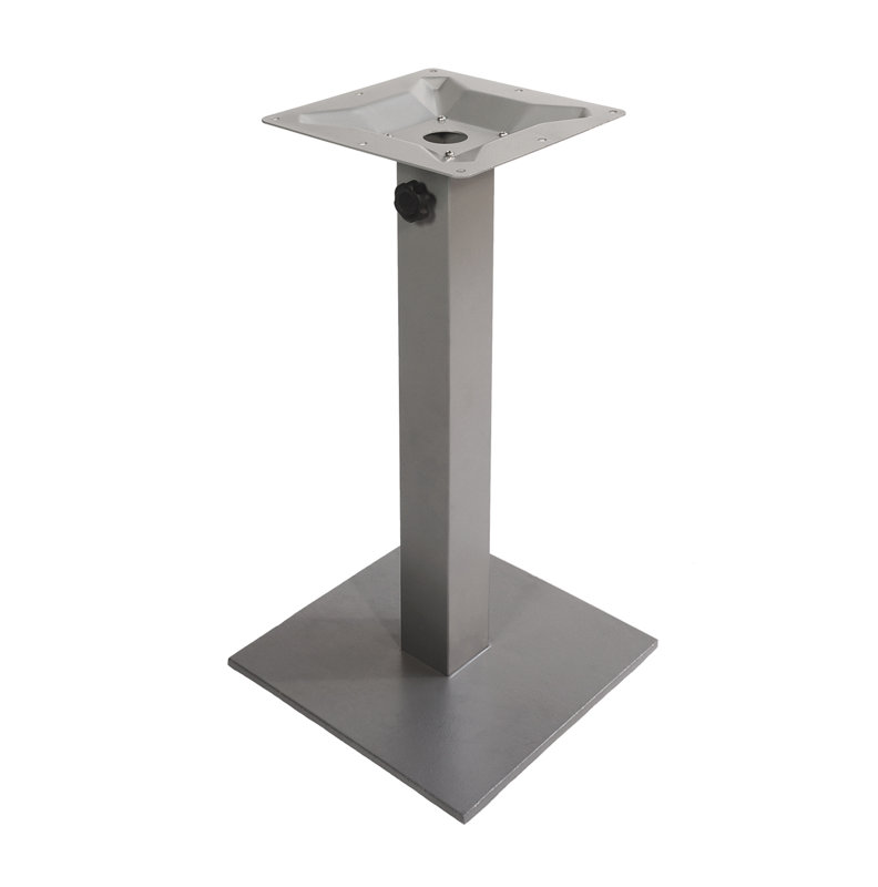 Margate Silver 16" Square Powder-Coated Cast Iron Outdoor Table Base