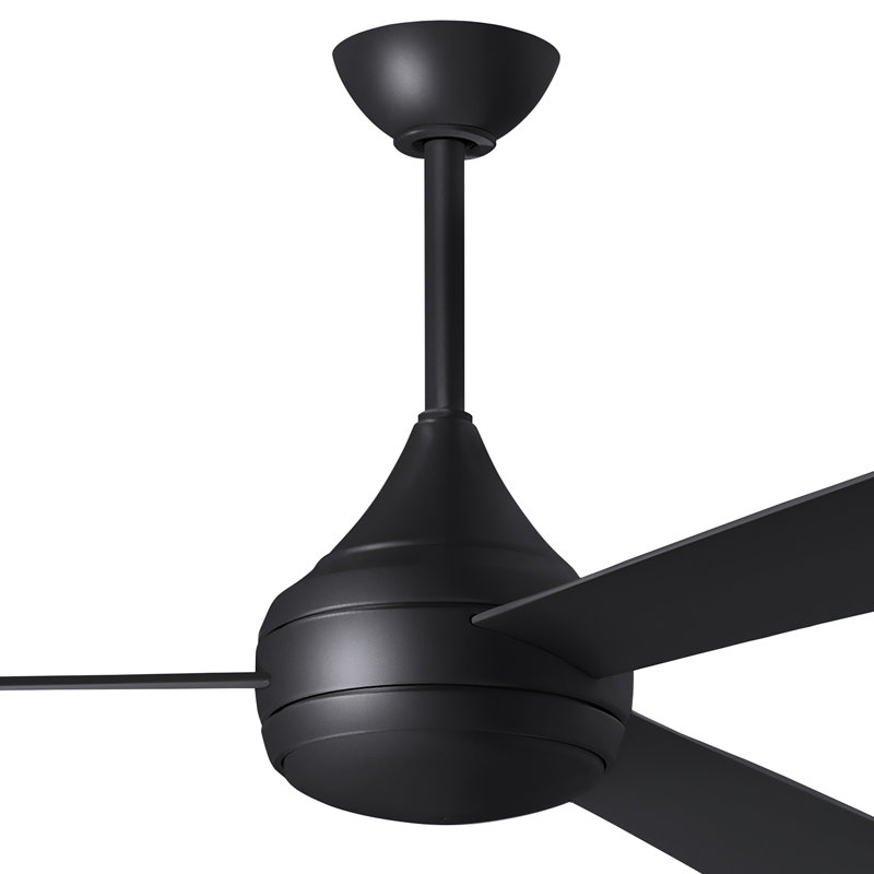 Donaire LED Outdoor Downrod Ceiling Fan, Matte Black, Matte Black