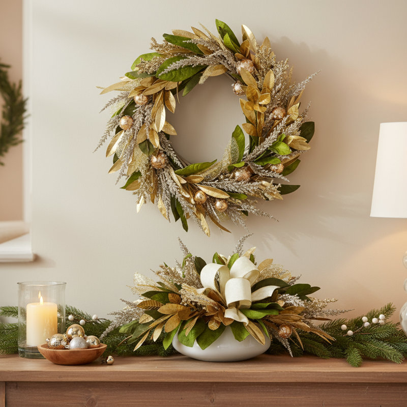 Couronne et centre de table Magnolia Holiday