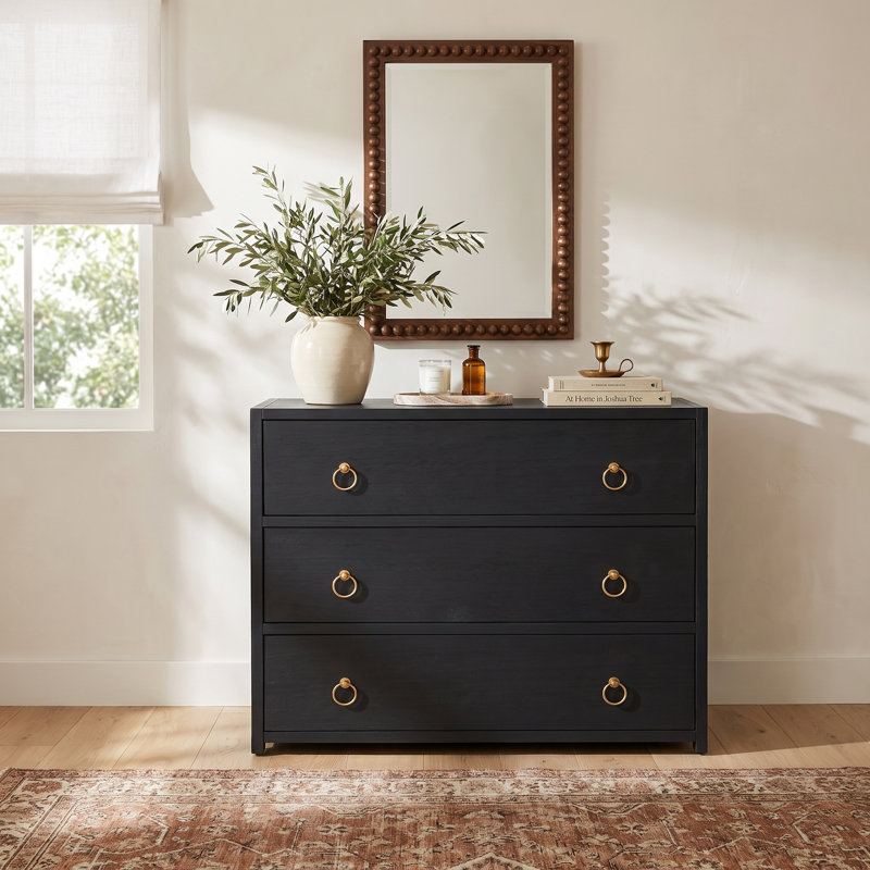 Elin 34" W 3-Drawer Dresser, Navy Blue
