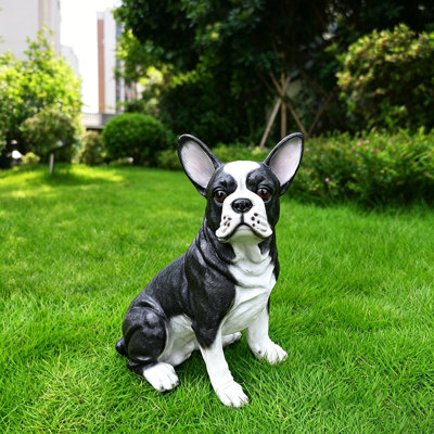 Lifelike Realistic Resin French Bulldog Statue for Indoor Outdoor Garden Lawn Yard Home Decor