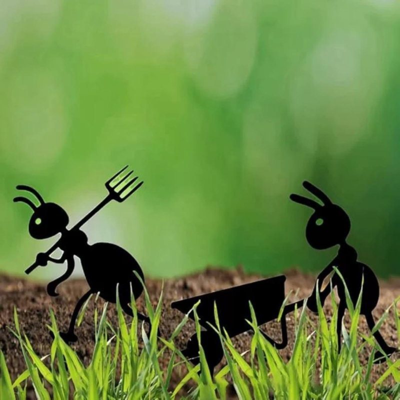 2 pièces de fourmis de jardin en métal noir