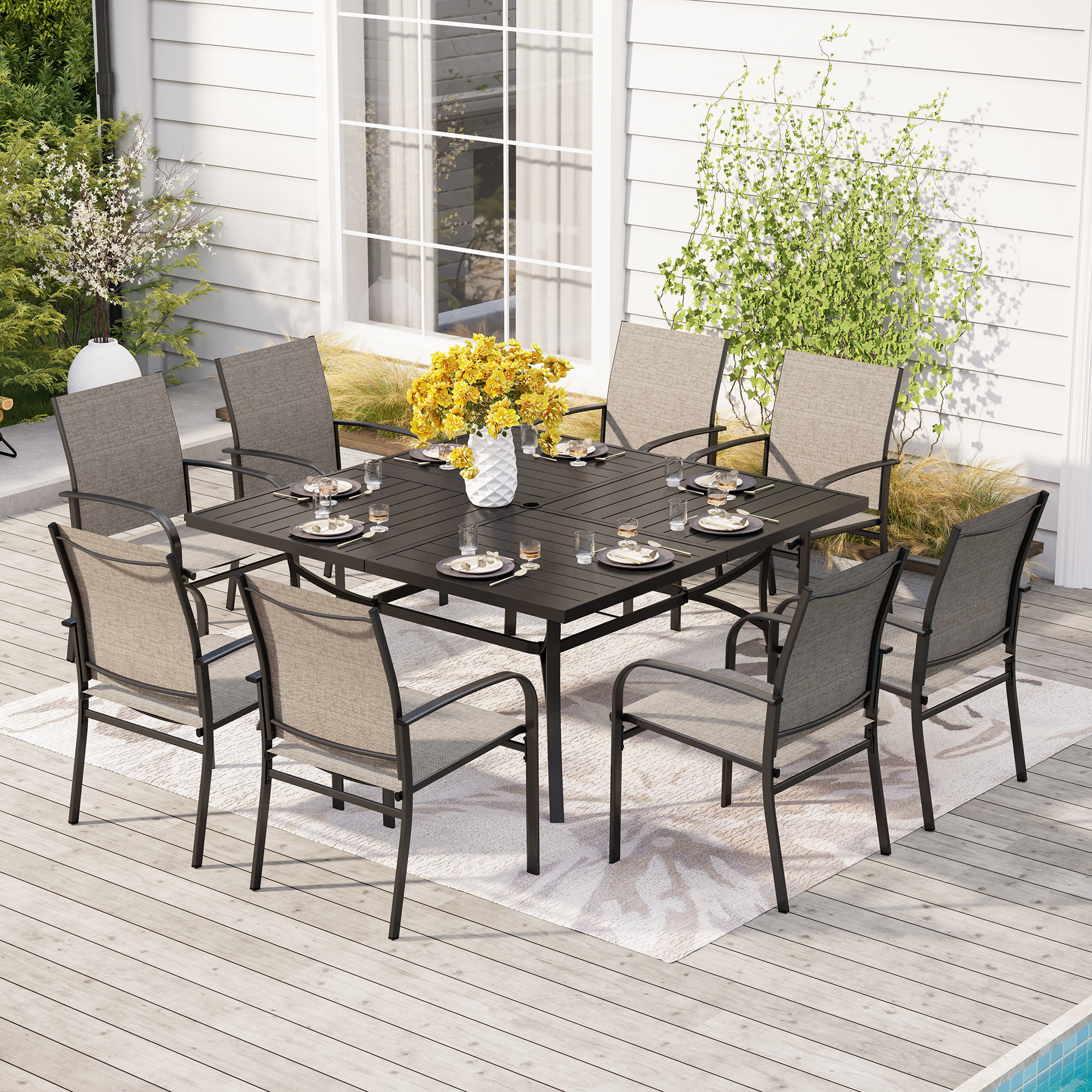 Wildon Home® Sutiya 8 - Person Square Outdoor Dining Set & Reviews ...