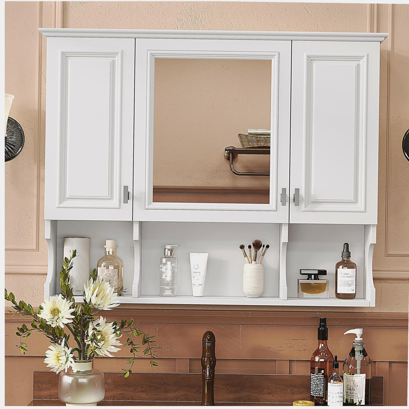 Armoire à pharmacie murale 35 po x 28 po, armoire de salle de bain moderne avec miroir, armoire à miroir avec tablettes ouvertes
