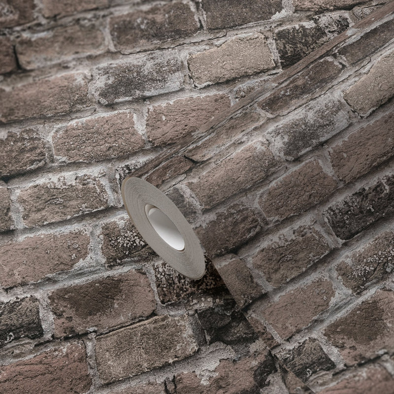 Bricks and More Collection Authentic Brick Wallpaper Roll, Gray