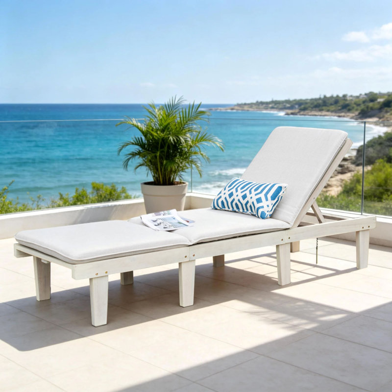 200cm Long Acacia Single Chaise