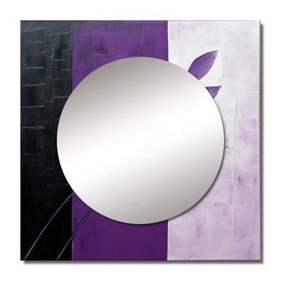 Cailynne - Purple Minimal Fern Collage Leaves Large Square Mirror For Wall Art Decor